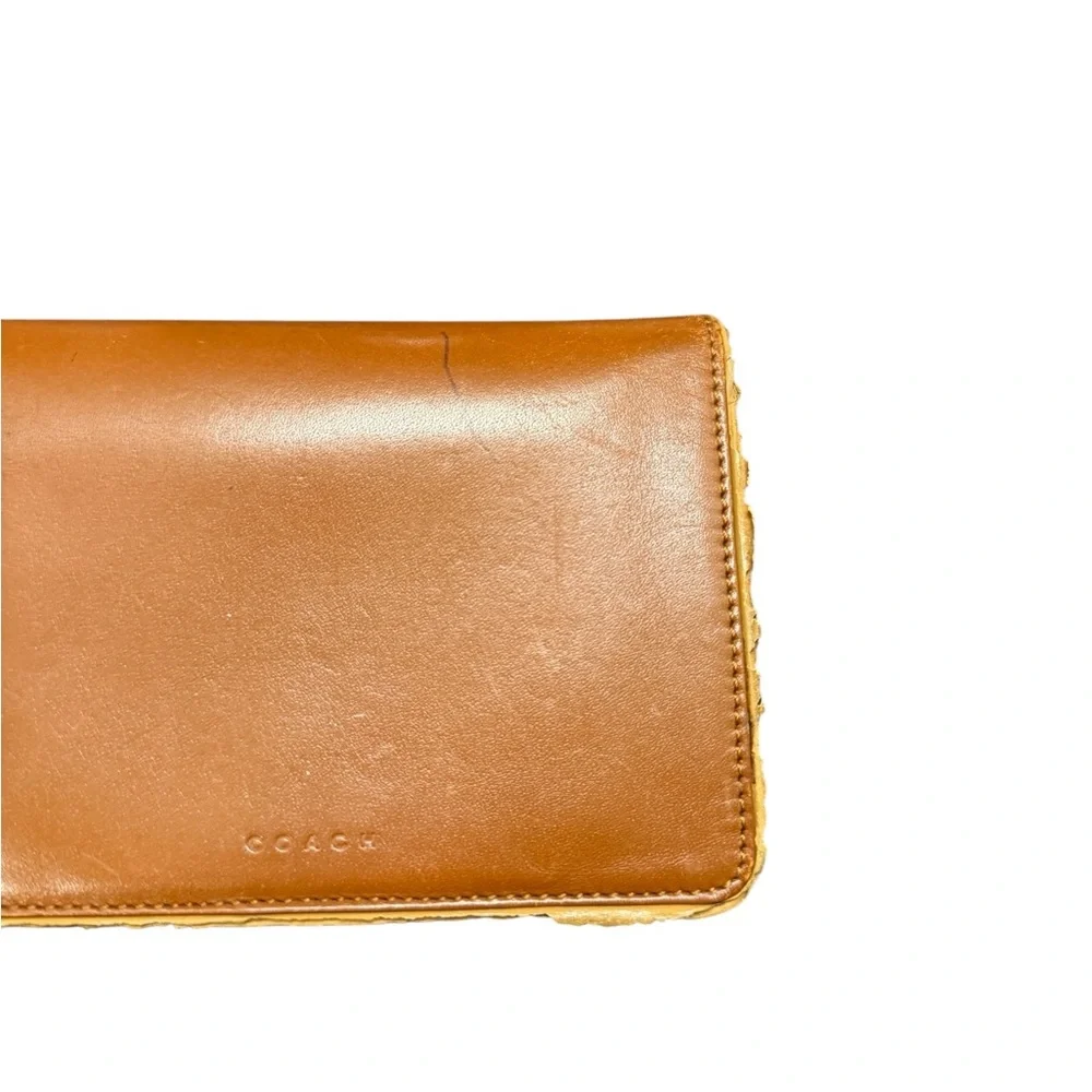 Vintage Coach Tan Leather Snap Bifold Wallet Card Holder 90s Used